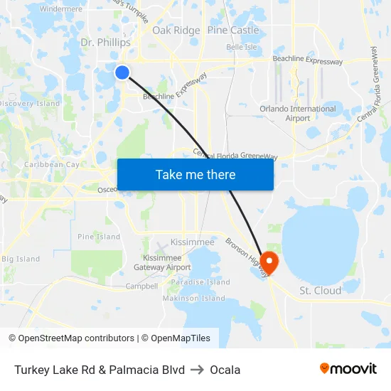 Turkey Lake Rd & Palmacia Blvd to Ocala map