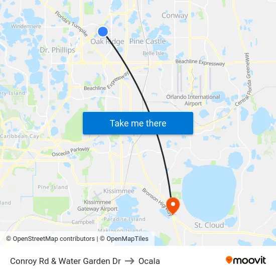 Conroy Rd & Water Garden Dr to Ocala map