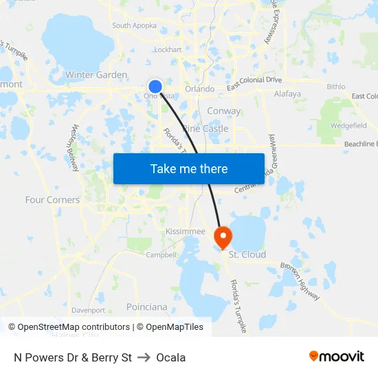 N Powers Dr & Berry St to Ocala map