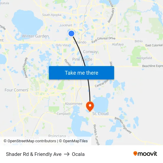 Shader Rd & Friendly Ave to Ocala map