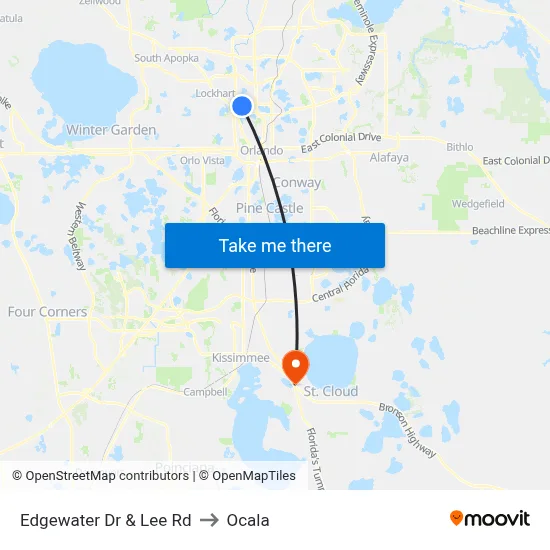 Edgewater Dr & Lee Rd to Ocala map