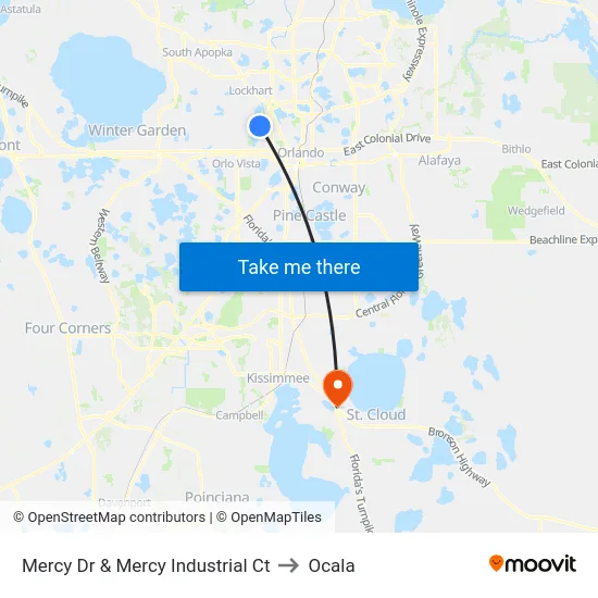 Mercy Dr & Mercy Industrial Ct to Ocala map