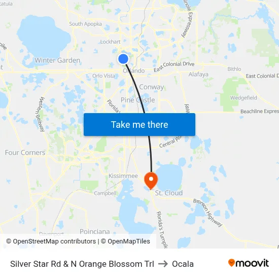 Silver Star Rd & N Orange Blossom Trl to Ocala map