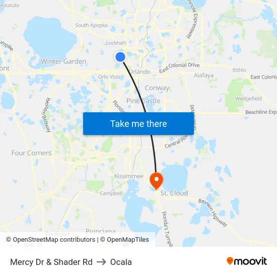 Mercy Dr & Shader Rd to Ocala map