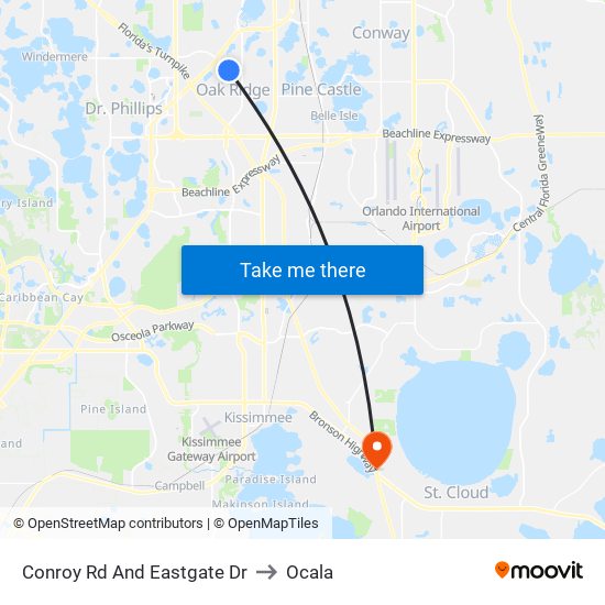 Conroy Rd And Eastgate Dr to Ocala map