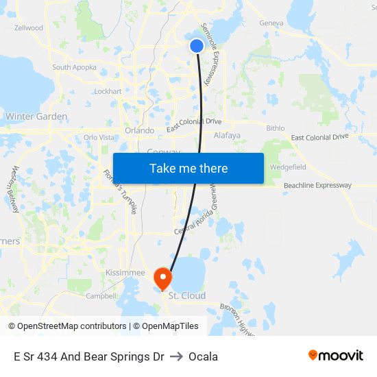 E Sr 434 And Bear Springs Dr to Ocala map