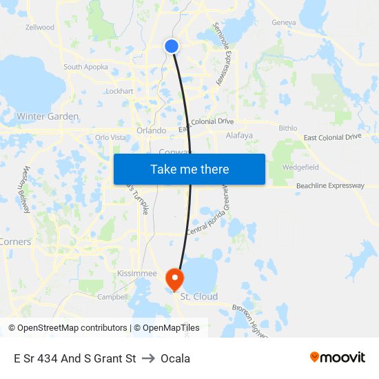 E Sr 434 And S Grant St to Ocala map