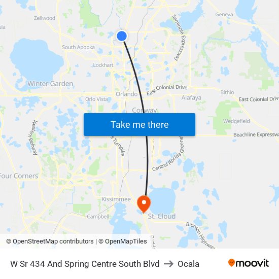 W Sr 434 And Spring Centre South Blvd to Ocala map