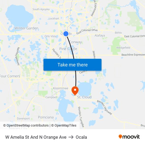 W Amelia St And N Orange Ave to Ocala map