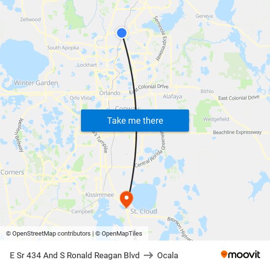 E Sr 434 And S Ronald Reagan Blvd to Ocala map