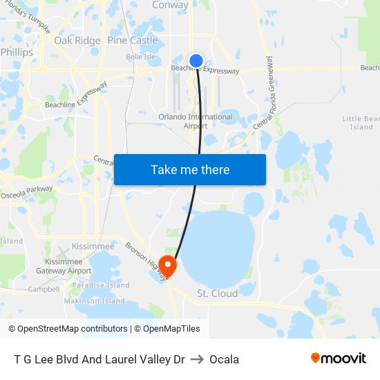 T G Lee Blvd And Laurel Valley Dr to Ocala map