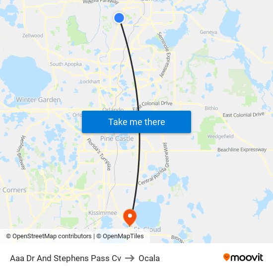 Aaa  Dr And Stephens Pass  Cv to Ocala map