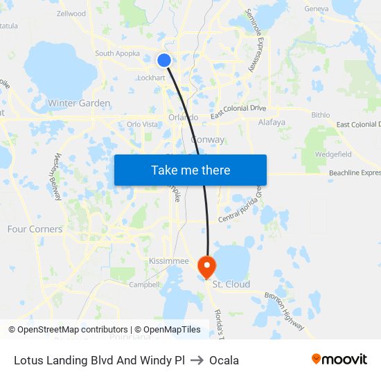 Lotus Landing Blvd And Windy Pl to Ocala map