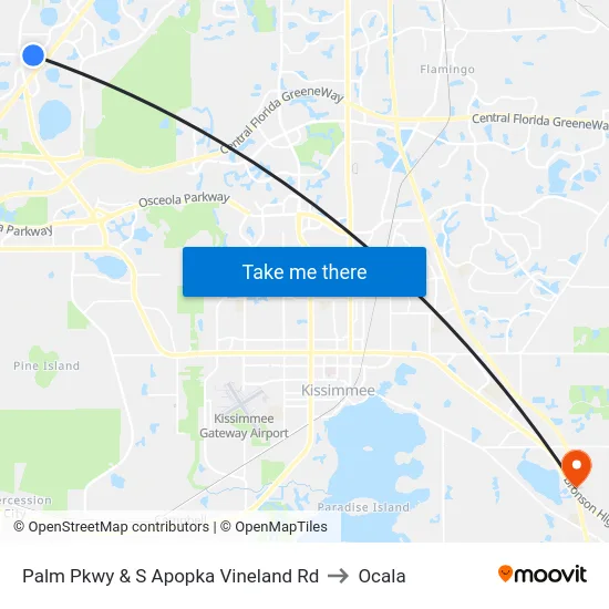Palm Pkwy & S Apopka Vineland Rd to Ocala map
