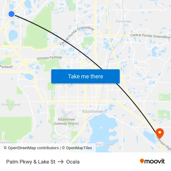 Palm Pkwy & Lake St to Ocala map