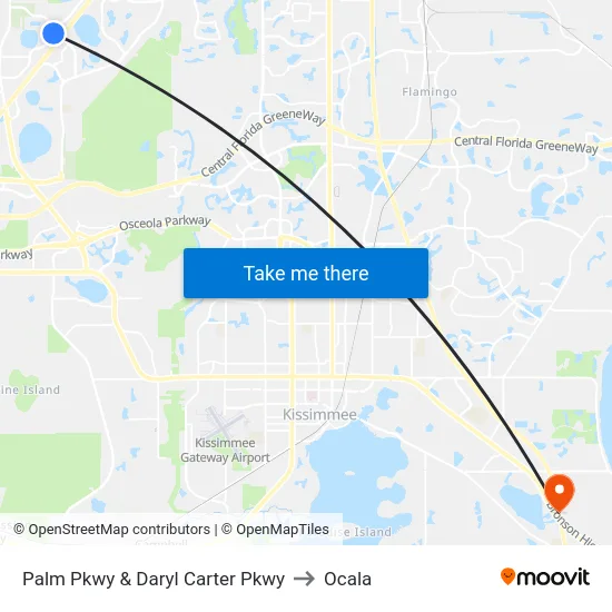 Palm Pkwy & Daryl Carter Pkwy to Ocala map