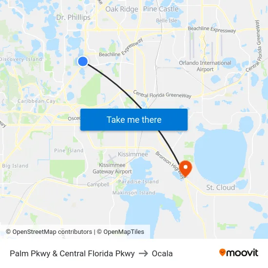 Palm Pkwy & Central Florida Pkwy to Ocala map