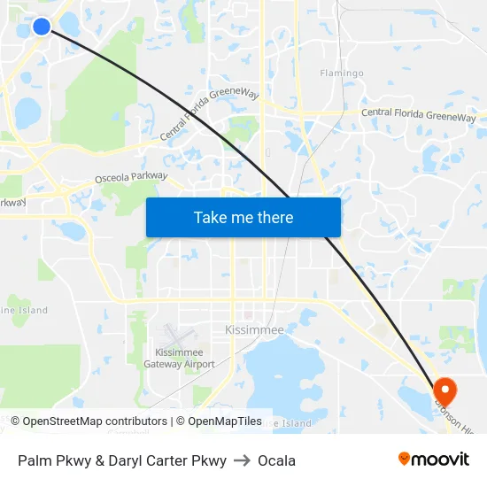 Palm Pkwy & Daryl Carter Pkwy to Ocala map