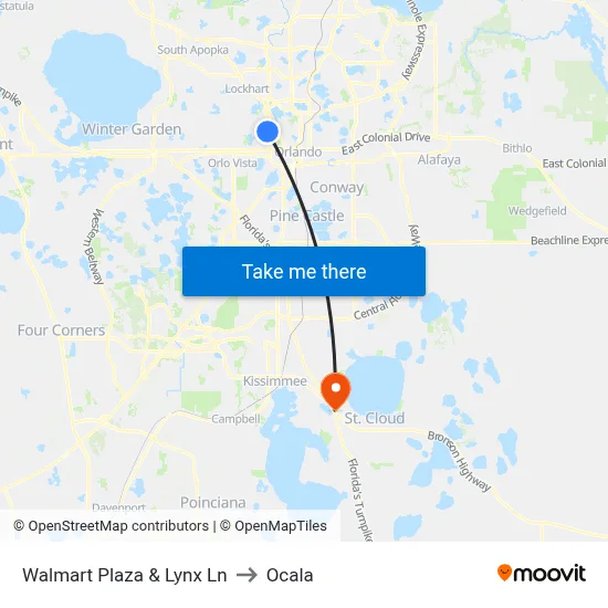 Walmart Plaza & Lynx Ln to Ocala map
