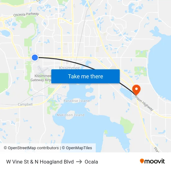 W Vine St & N Hoagland Blvd to Ocala map