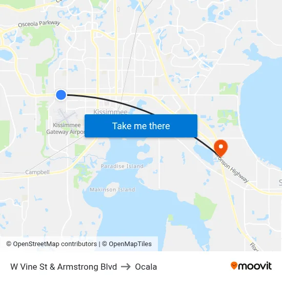 W Vine St & Armstrong Blvd to Ocala map