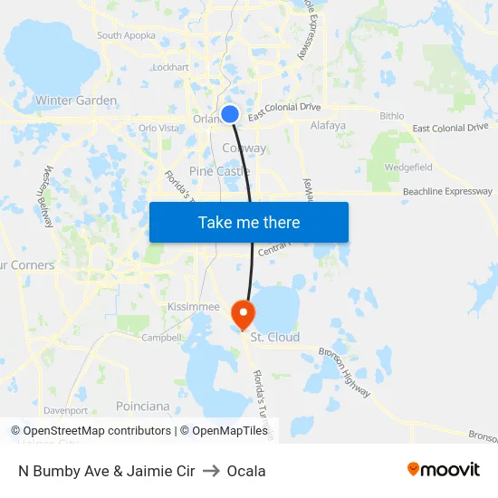 N Bumby Ave & Jaimie Cir to Ocala map