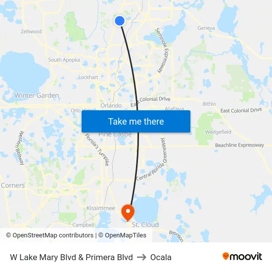 W Lake Mary Blvd & Primera Blvd to Ocala map