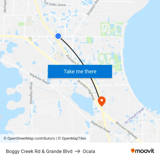 Boggy Creek Rd & Grande Blvd to Ocala map