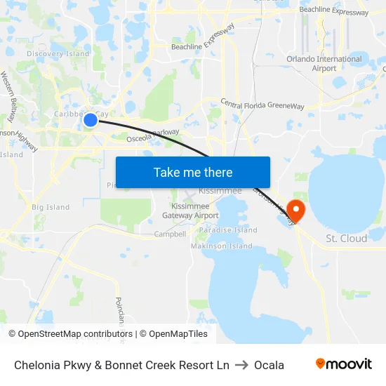 Chelonia Pkwy & Bonnet Creek Resort Ln to Ocala map