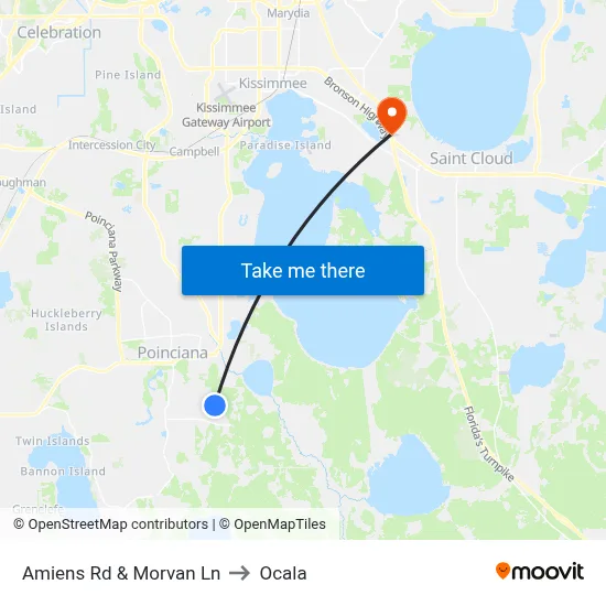 Amiens Rd & Morvan Ln to Ocala map