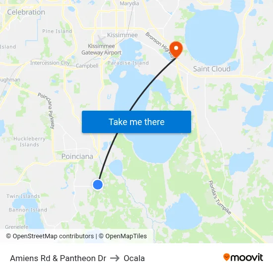 Amiens Rd & Pantheon Dr to Ocala map