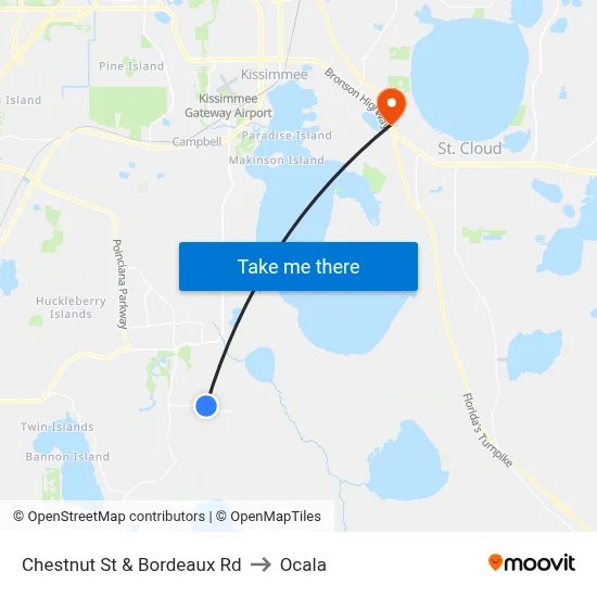Chestnut St & Bordeaux Rd to Ocala map