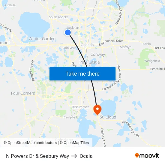 N Powers Dr & Seabury Way to Ocala map