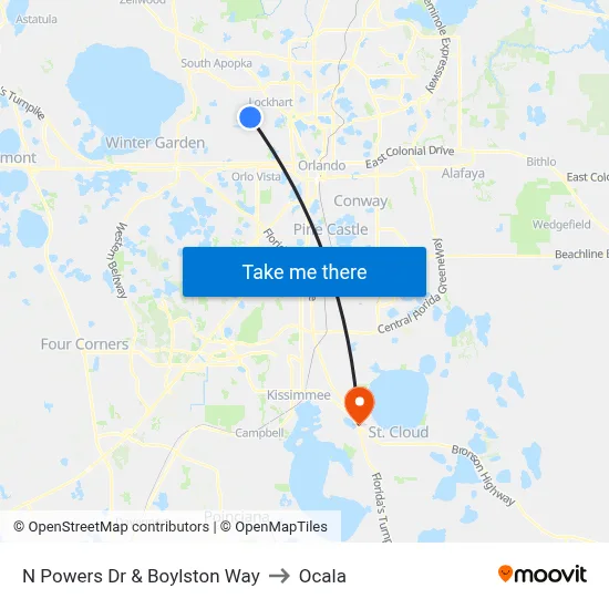 N Powers Dr & Boylston Way to Ocala map