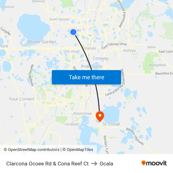 Clarcona Ocoee Rd & Cona Reef Ct to Ocala map