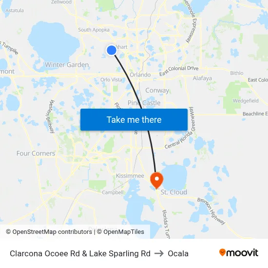 Clarcona Ocoee Rd & Lake Sparling Rd to Ocala map