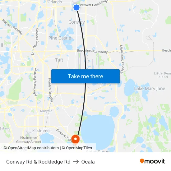 Conway Rd & Rockledge Rd to Ocala map