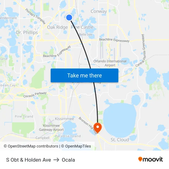 S Orange Blossom Trl & Holden Ave to Ocala map