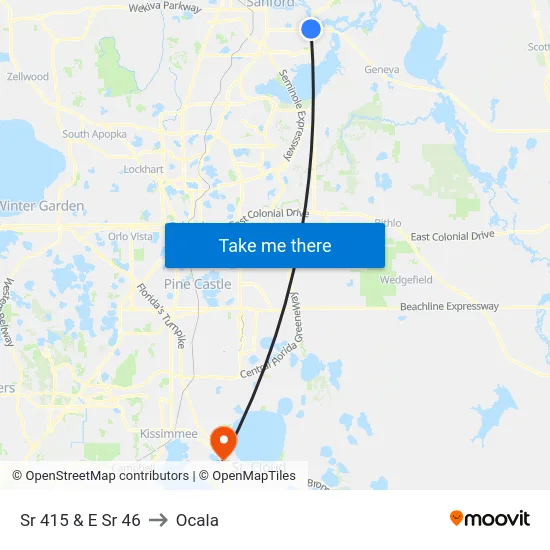 Sr 415 & E Sr 46 to Ocala map