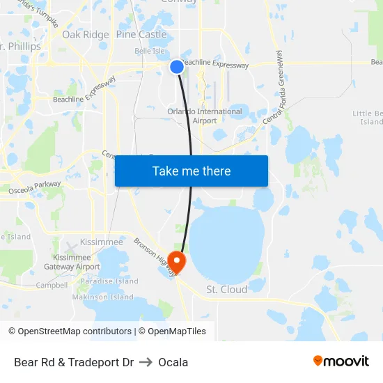 Bear Rd & Tradeport Dr to Ocala map