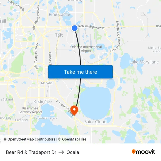 Bear Rd & Tradeport Dr to Ocala map