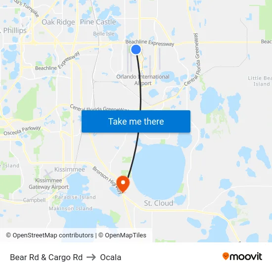 Bear Rd & Cargo Rd to Ocala map