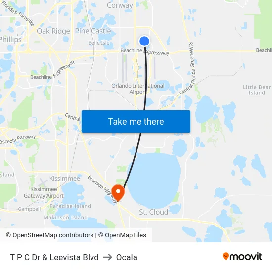 T P C Dr & Leevista Blvd to Ocala map