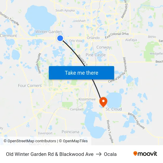 Old Winter Garden Rd & Blackwood Ave to Ocala map