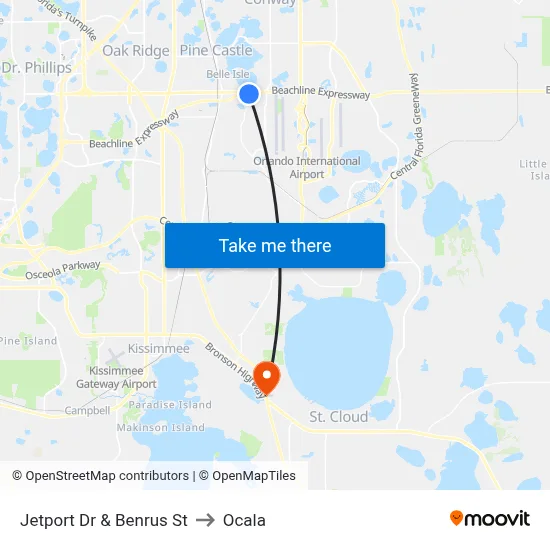 Jetport Dr & Benrus St to Ocala map