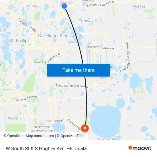 W South St & S Hughey Ave to Ocala map