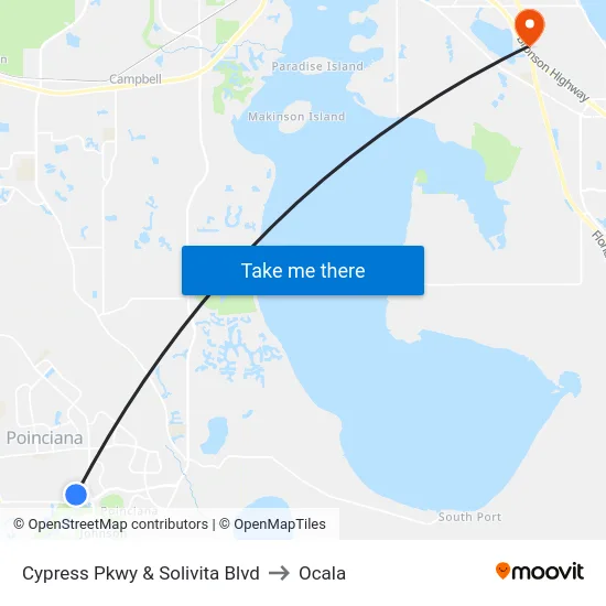Cypress Pkwy & Solivita Blvd to Ocala map