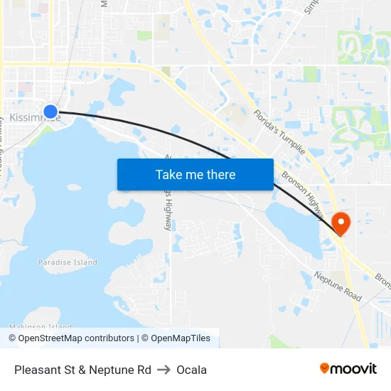 Pleasant St & Neptune Rd to Ocala map