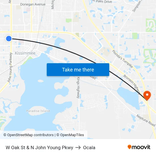 W Oak St & N John Young Pkwy to Ocala map