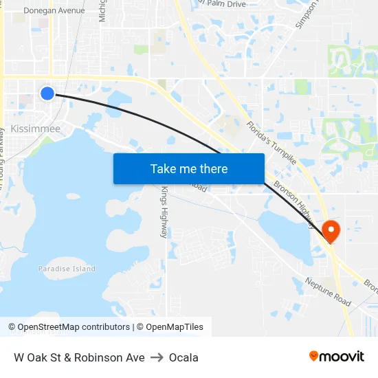 W Oak St & Robinson Ave to Ocala map